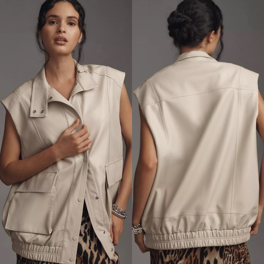 NWT Anthropologie Faux Leather Oversized Vest